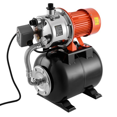 1.6 HP Shallow Well Pump with Pressure Tank, 120V 1320 GPH, Stainless Steel Irrigation Jet Pump with 5-Gal Tank, Automatic Water Booster System, 20/40 PSI Pressure Switch, for Home Garden Lawn