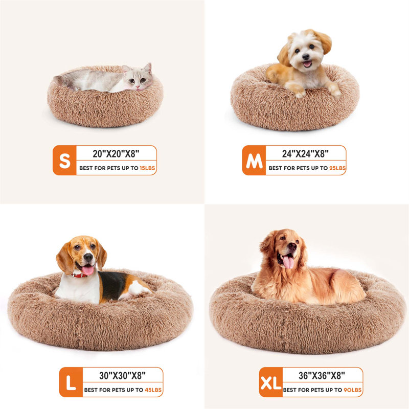 Lit antidérapant pour chat en peluche, H 8 po x l 20 po x P 20 po, Brun