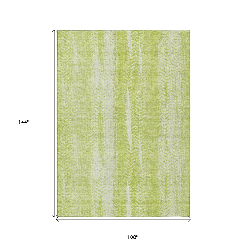 Artichoke Green And Ivory Botanical Leaves Washable Indoor Outdoor Area Rug, Rectangle 9' X 12'