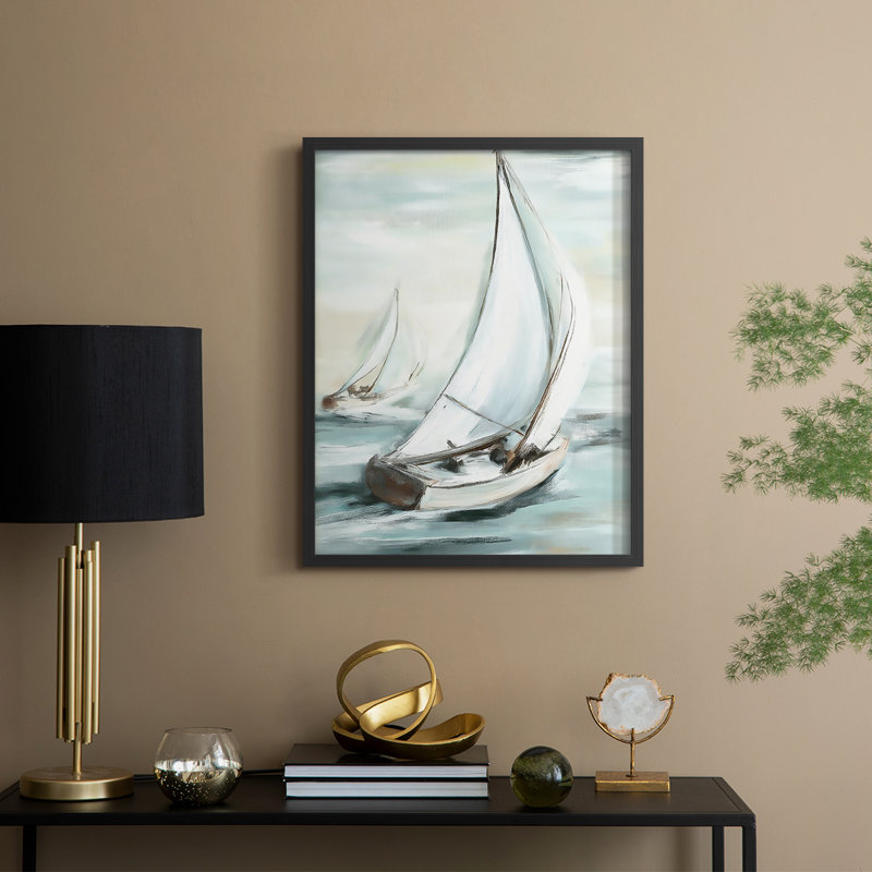 NAUTICAL Series LV, reproduction encadrée - bois massif, H 21 po x l 17 po, Noir, noir, noir, noir
