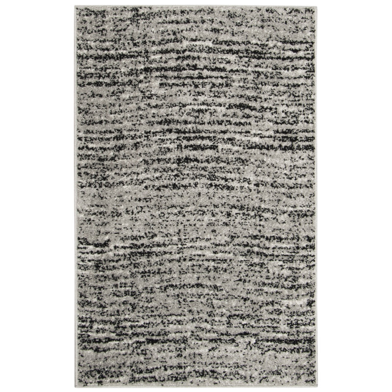 Riebe Abstract Black/Silver Area Rug, Rectangle 2'6" x 4'