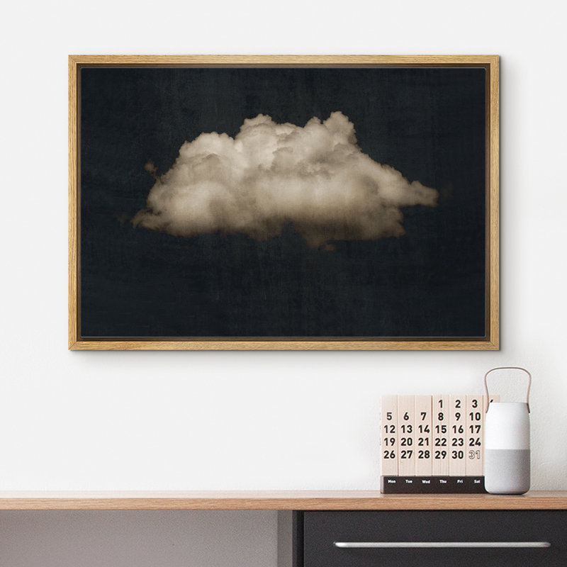 Nuage «Moody Black Modern Minimalist Neutral Artwork» - très grande impression sur toile encadrée, H 16 po x l 24 po, Naturel