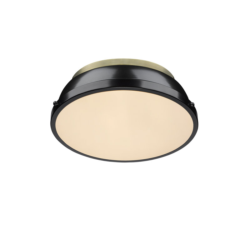 Plafonnier encastré 2 lumières Calico, Laiton vieilli, Noir