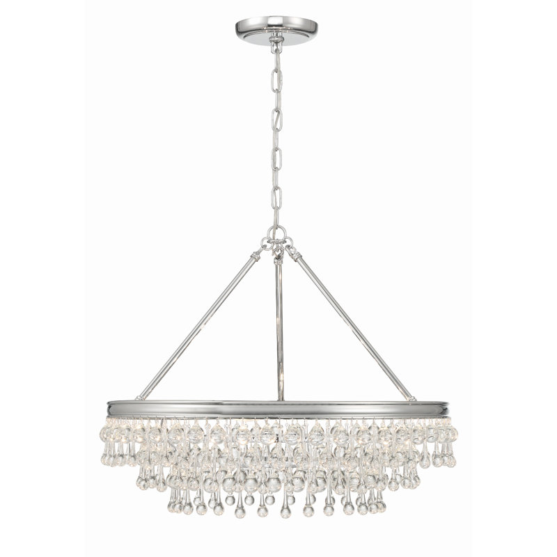 Eulah 6 - Light Dimmable Tiered Chandelier, Polished Chrome, 19.75" H x 25" W x 25" D