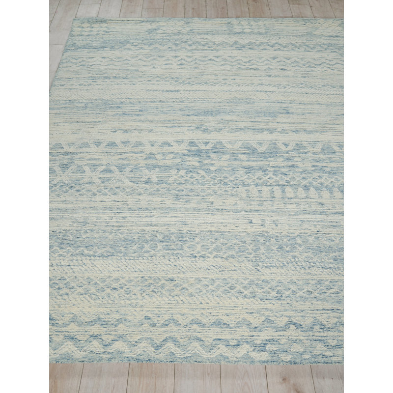Martha Hand Tufted New Zealand Wool Blue/Ivory Area Rug, 9'X12'