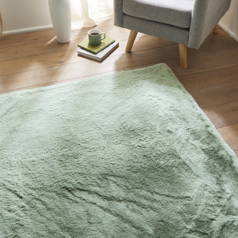 HEAVENLY Solid Colour Machine Made Area Rug, Sage, Rectangle 160 x 230 cm