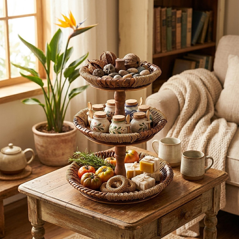Hesperia Wood Tiered Stand