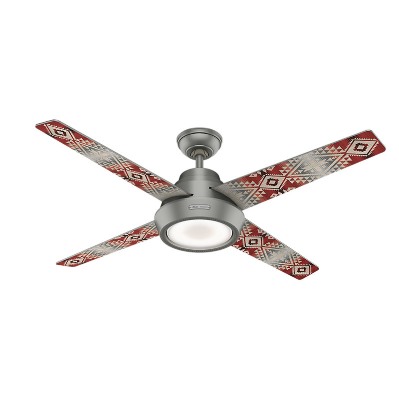 54" 4 - Blade LED Standard Ceiling Fan with Remote Control and Light Kit Included