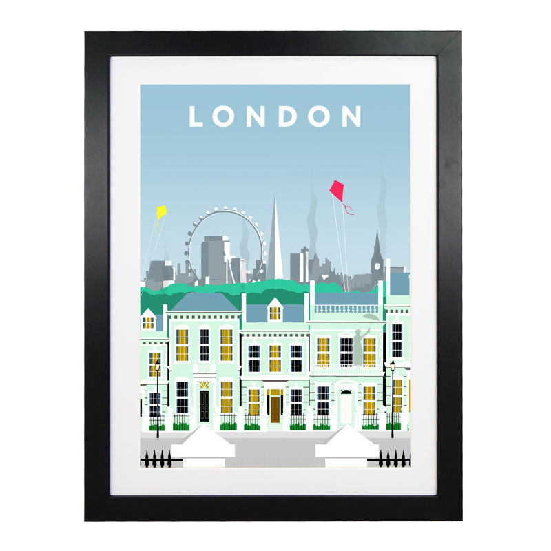 London Cherry Tree Lane by Richard O'Neil - Print, Black Wood Frame, 43.5 cm H x 33.5 cm W x 2.2 cm D