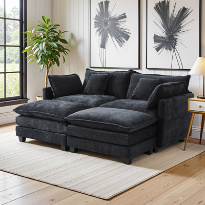 Canapé-lit modulaire en chenille | Canapé modulaire convertible Cloud Style, tissu doux, mobilier de salon moderne