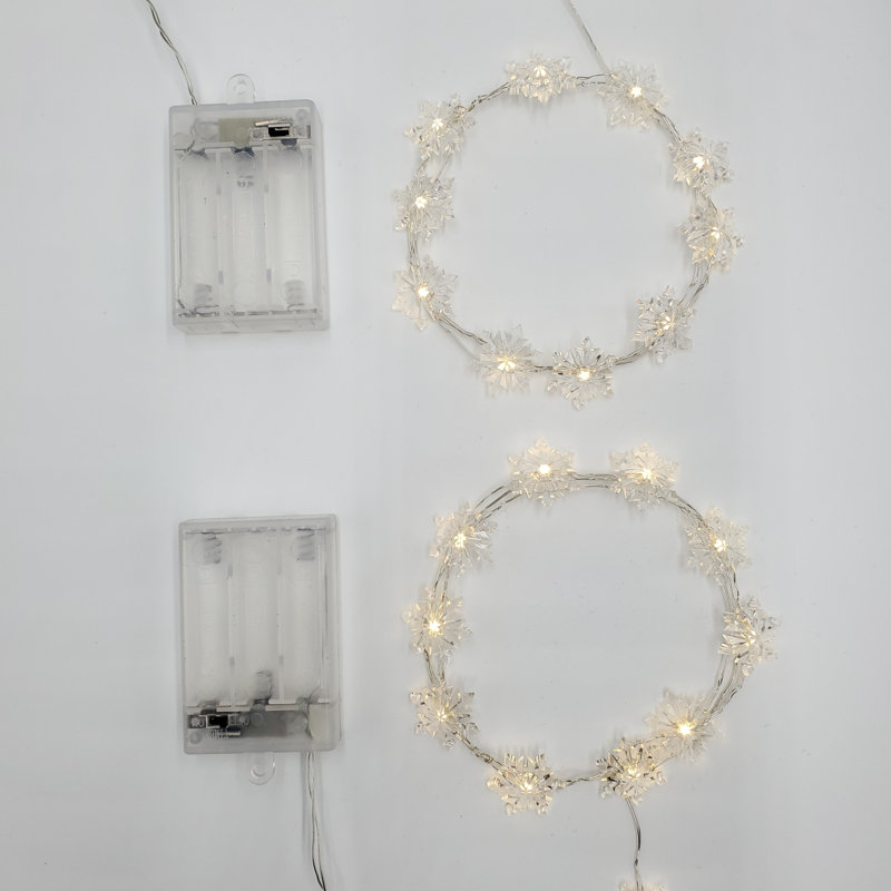 Battery Operated LED Fairy String Lights with Snowflakes