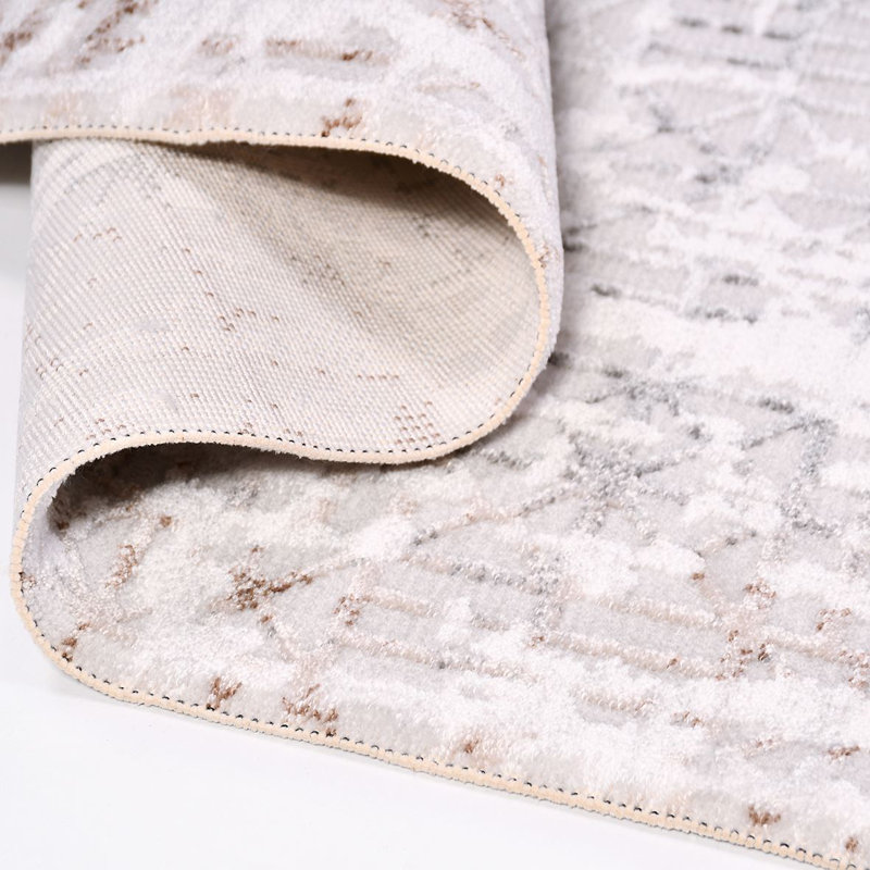 Tapis beige moderne lavable à la machine, Rectangle 5 pi 11 po x 8 pi 3 po