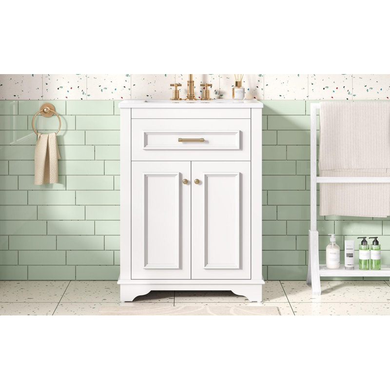 Meuble-lavabo 24 po avec lavabo en céramique, Blanc