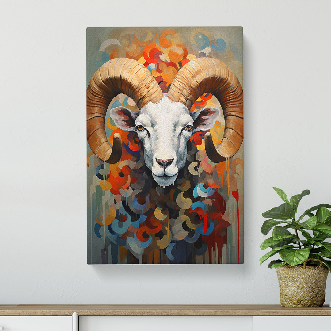Ram Sheep Dadaism - Wrapped Canvas