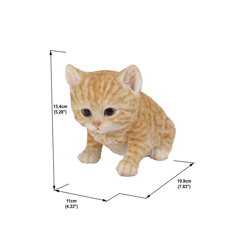 Adorable Small Orange Tabby Kitten Polyresin Statue