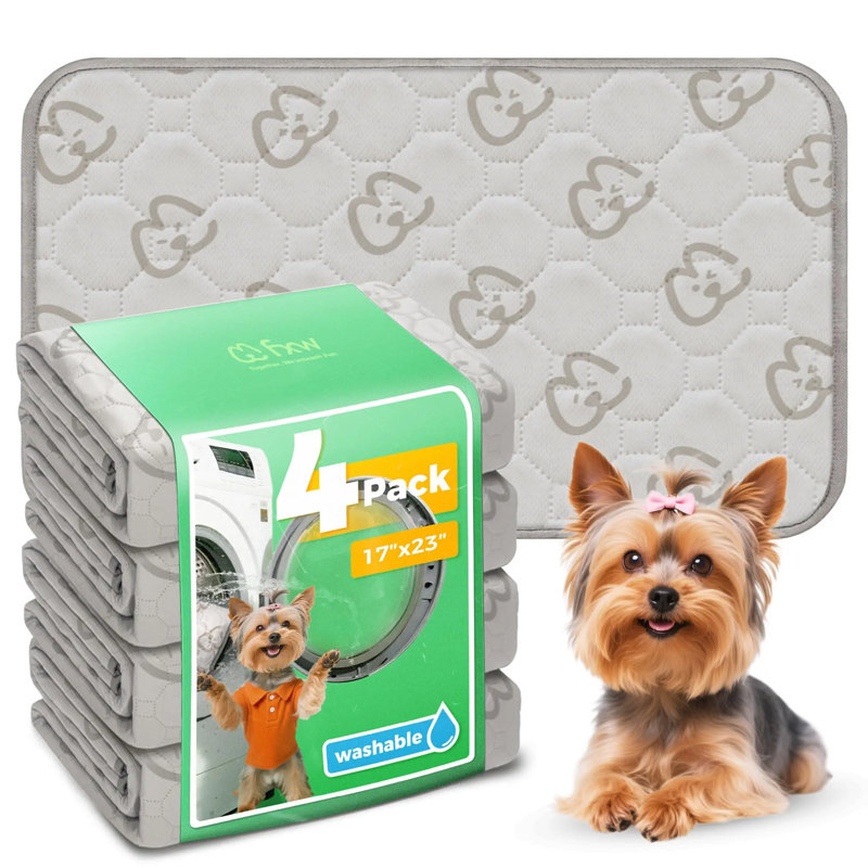 Protège-peluche lavable pour chiens, coussins de chiots avec super absorbant, spécialement conçu pour les cages de 24 pouces, rectangulaire de 17 po x 23 po, kaki, 4 paquets