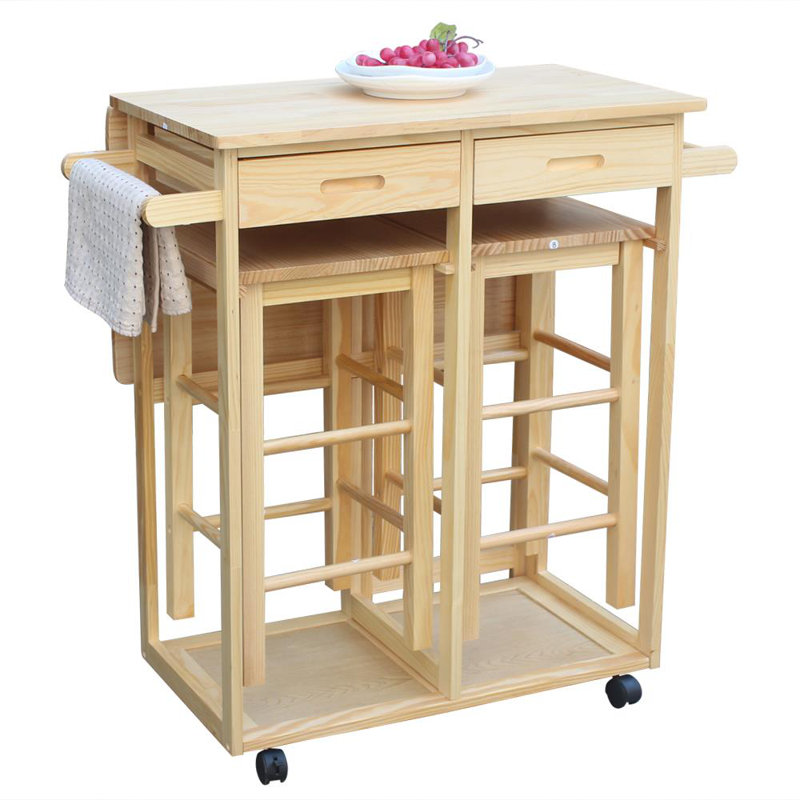 Laudalino Wood Kitchen Island Set, Burlywood