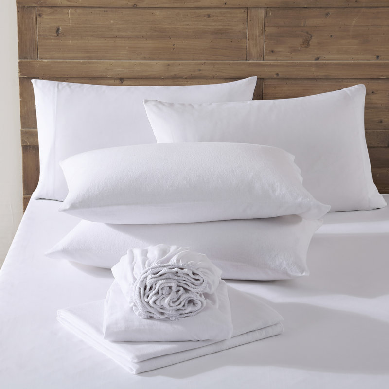 Eddie Bauer Solid Cotton Flannel Sheet Sets, Full Sheet Set, White