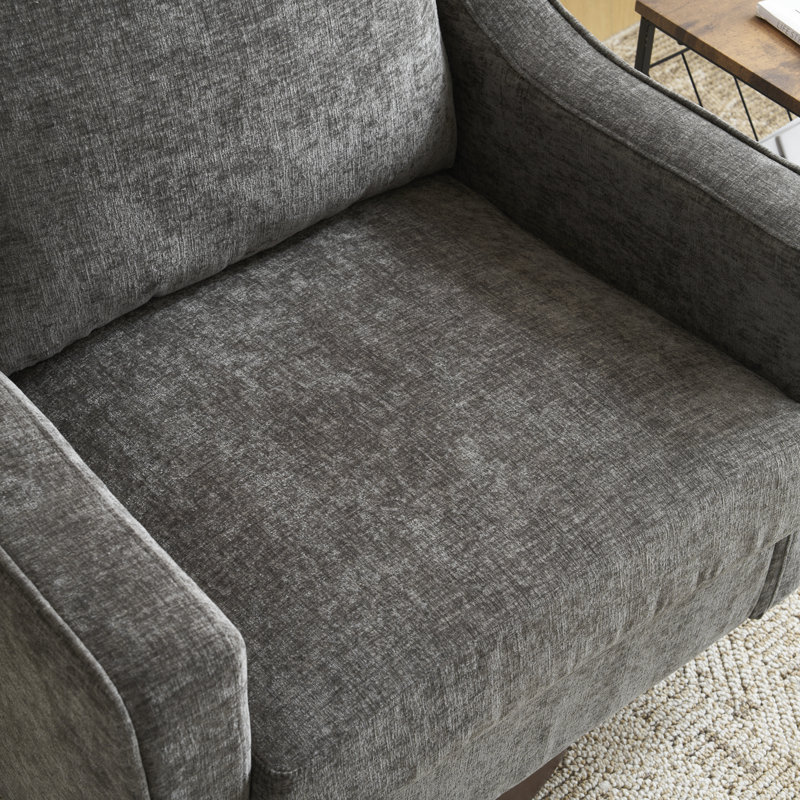 Chenille Living Room Swivel Barrel Accent Chair, Gray Chenille