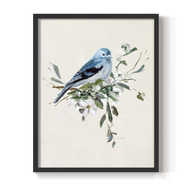 «Bluebird Happy I», reproduction encadrée - bois massif, Noir, H 10 po x l 8 po