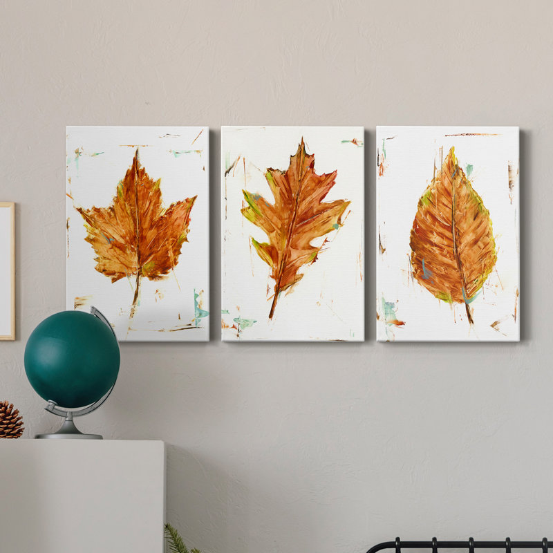 «Autumn Leaf Study I», ensemble de 3 toiles tendues, H 36 po x l 72 po x P 1 po