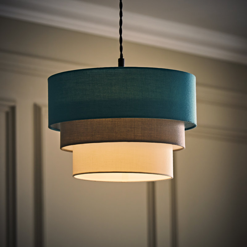 Aztec Drum Pendant Shade, 20" H x 30" W x 30" D, Teal