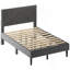 Structure de lit double, tête de lit en lin, solide et stable, sans bruit, rangement sous le lit, sans sommier, poids 396,8 lb (gris carbone)-855225381
