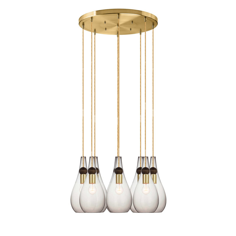 Earth 8 - Light Chandelier, 36" H x 18" W x 18" D, Clear Glass, Gold/Black
