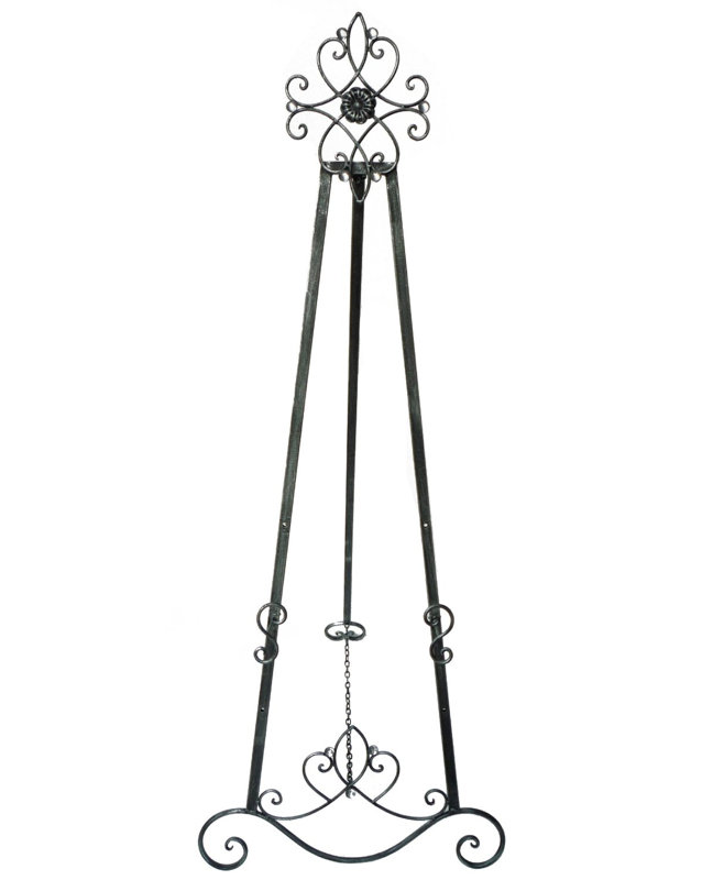 Antique Pewter Adjustable Metal Tripod Easel Stand