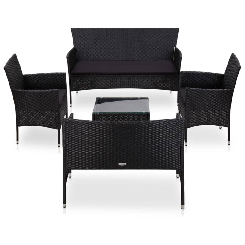 Ameriya 5 Piece Lounge Chair with Cushions, Black, Black