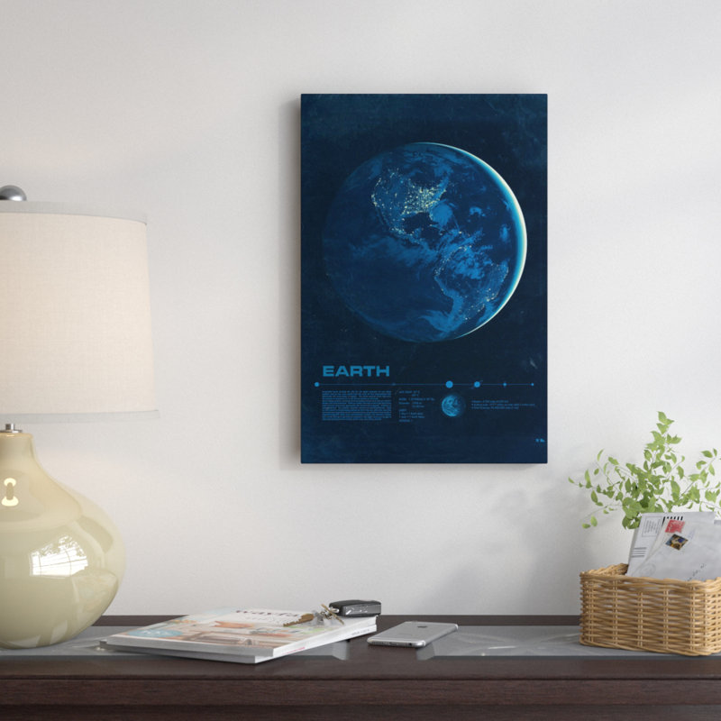 2046 design « terre »-impression sur toile tendue, H 12 po x l 8 po x P 0,75 po, Pas de tapis, Toile tendue