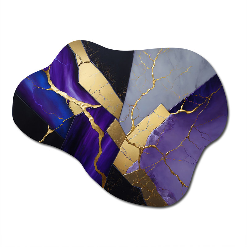 Abstract Geode Purple II - Marble Cloud Metal Wall Art, Purple Asymmetrical Metal Art Print, 27" H x 35" W x 1" D