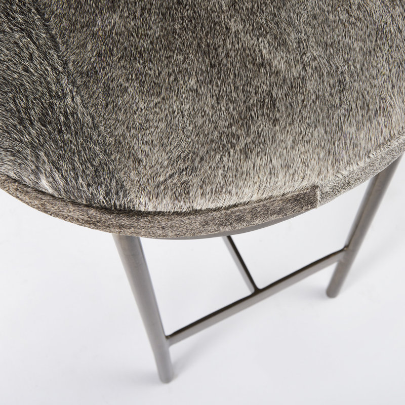Tabouret de bar et de comptoir Adela, Tabouret (hauteur de l'assise : 28,5 po), Cuir de vache gris, Or