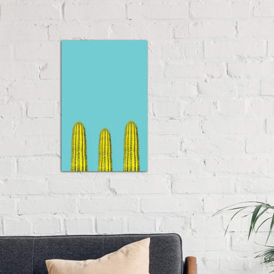 Aqua Cacti - Wrapped Canvas Print