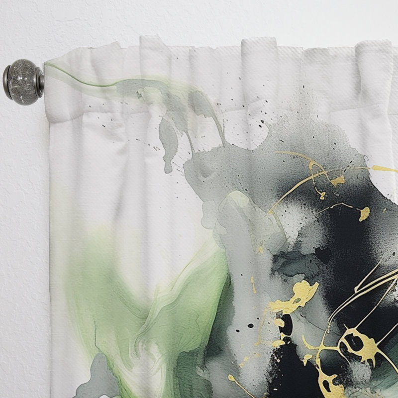 Vert et noir Splash - rideau en velours moderne - obscurcissant - 1 panneau, L 52 po x L 95 po