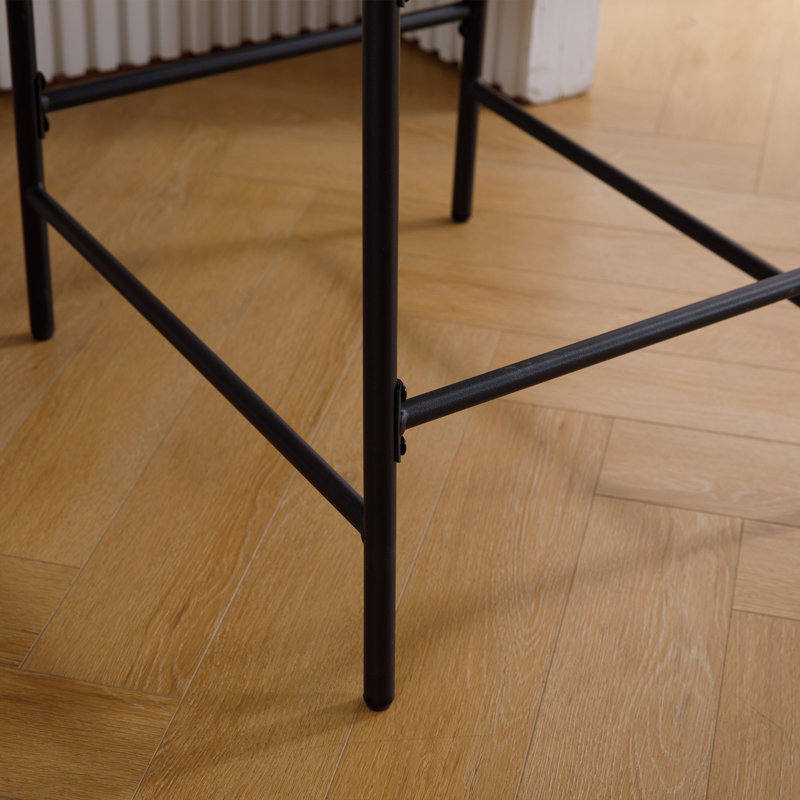 Dossier de tabouret de bar moderne rembourré avec accoudoirs poussables, tabouret de comptoir élégant avec repose-pieds, pour bar / îlot de cuisine / comptoir de réception (ensemble de 2)