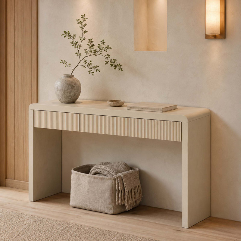 Console de salon avec 3 tiroirs Classic, Abricot