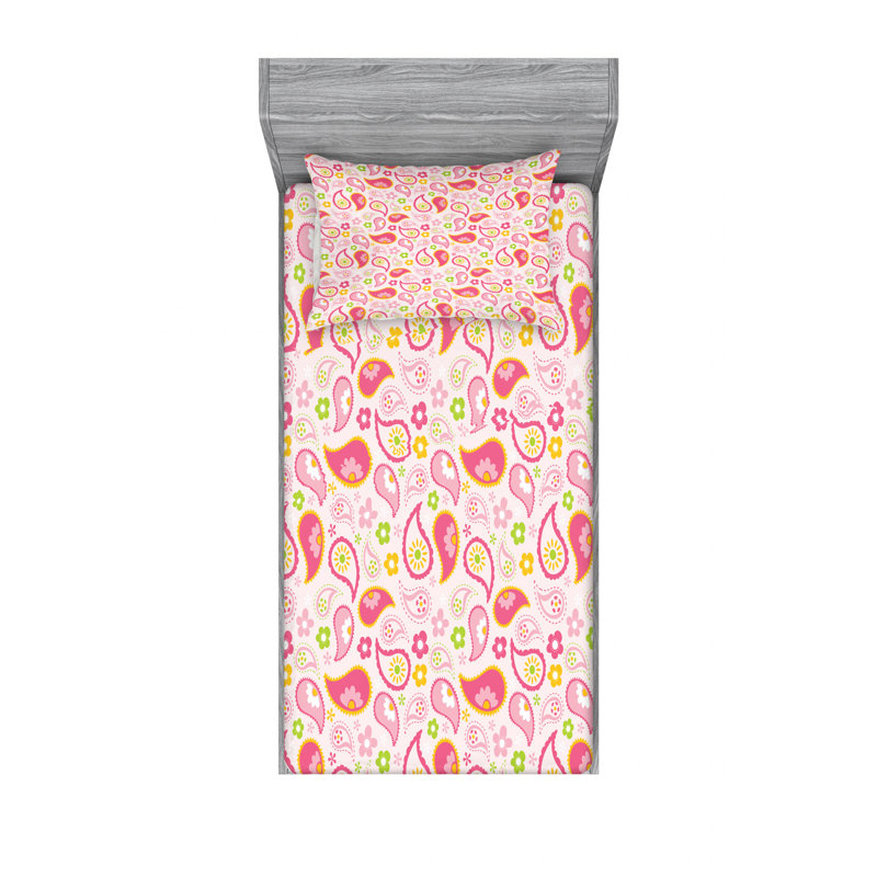 Microfiber Floral Sheet Set, Twin Sheet Set with Fitted Sheet
