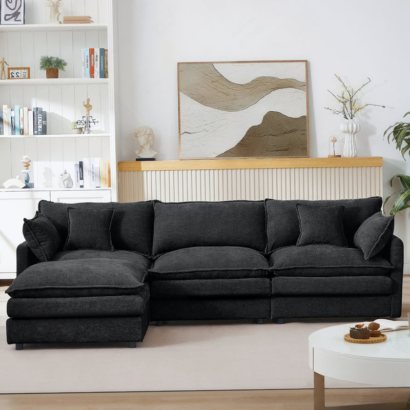 Canapé modulaire modulaire avec repose-pieds mobile, idéal pour le salon, offrant une combinaison de bricolage et une expérience d'assise confortable