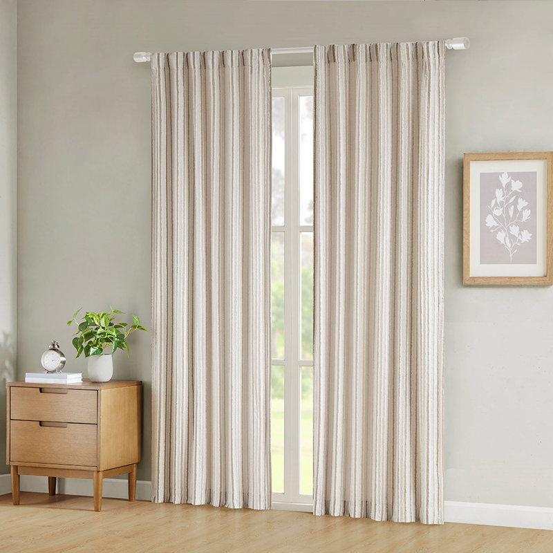 Hickson Clipped Jacquard Light Filtering Rod Pocket/Back Tab Single Curtain Panel(Only 1 Pc Panel) 