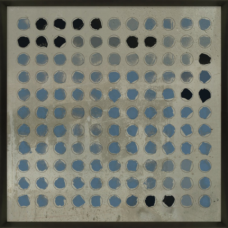 Squared Circles 3 Painting by Jacques Pilon, 36" H x 36" W x 1.25" D, Black Wood