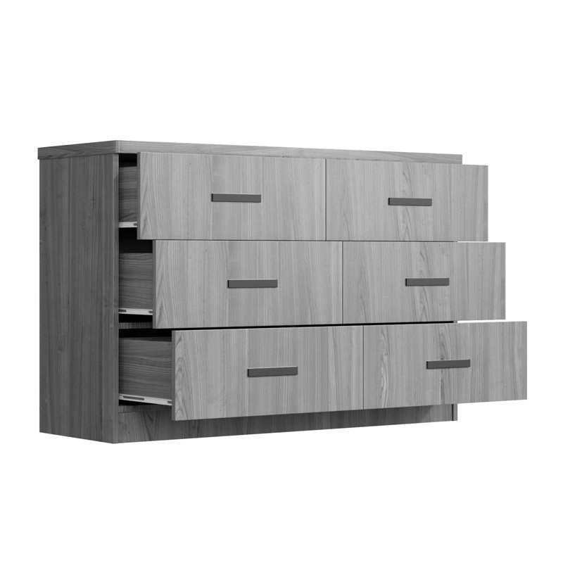 Commode 6 tiroirs Barstis, Gris