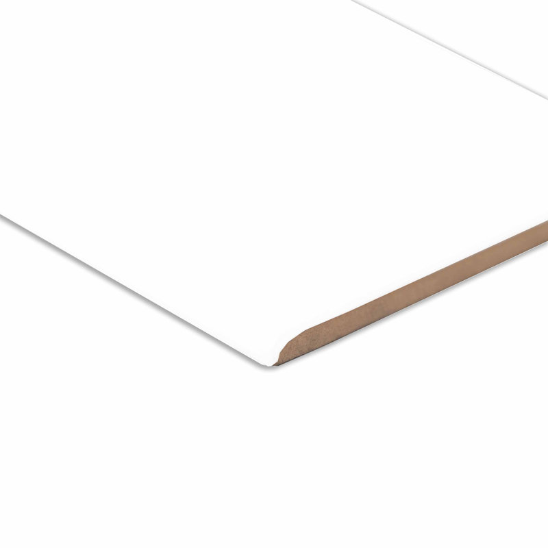 Segment 3 in. x 6 in. Glossy Ceramic Bullnose Tile Trim, Blanc