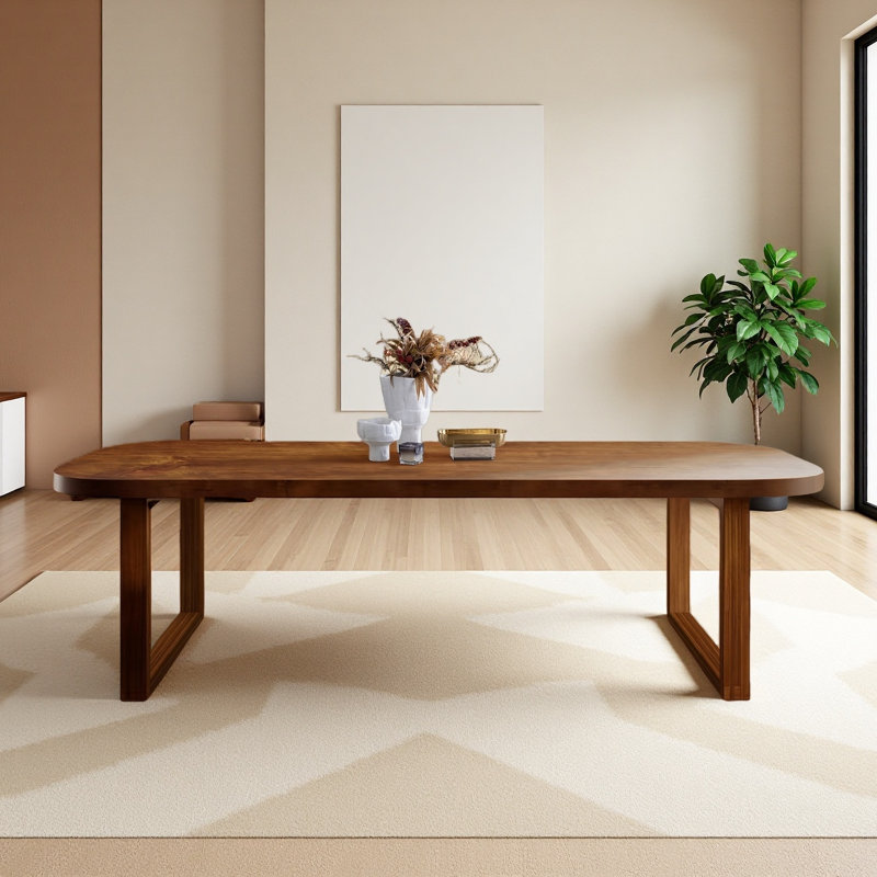 Retro Solid Wood Brown Dining Table