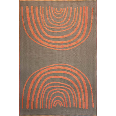 Tapis extérieur concentrique 6 pi x 9 pi, orange / ombre