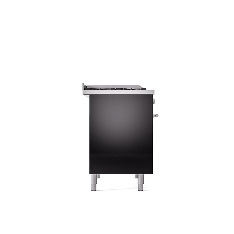 Cuisinière à double carburant 40 po ILVE Professional Plus II, Gaz naturel, Noir brillant / acier inoxydable