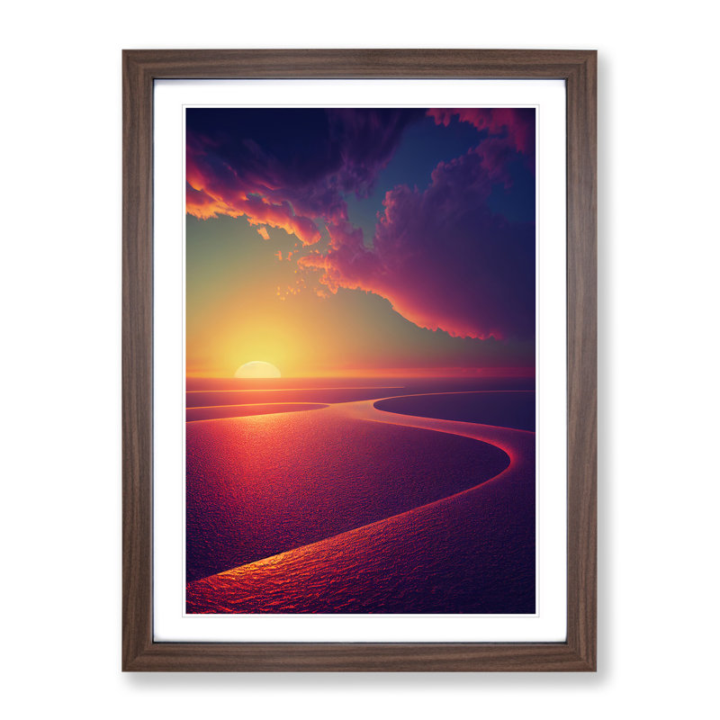 Irresistible Sunset - Single Picture Frame Print, 34cm H x 25cm W x 2cm D, Walnut