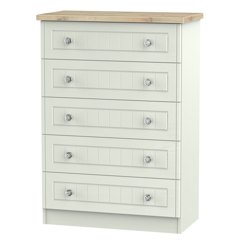 Fully Assembled Zenfield 5 Drawer Chest, Kashmir Ash/Bordeaux Oak