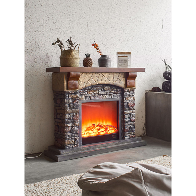 Foyer électrique décoratif américain de style américain, H 45,28 po x l 55,12 po x P 16,54 po