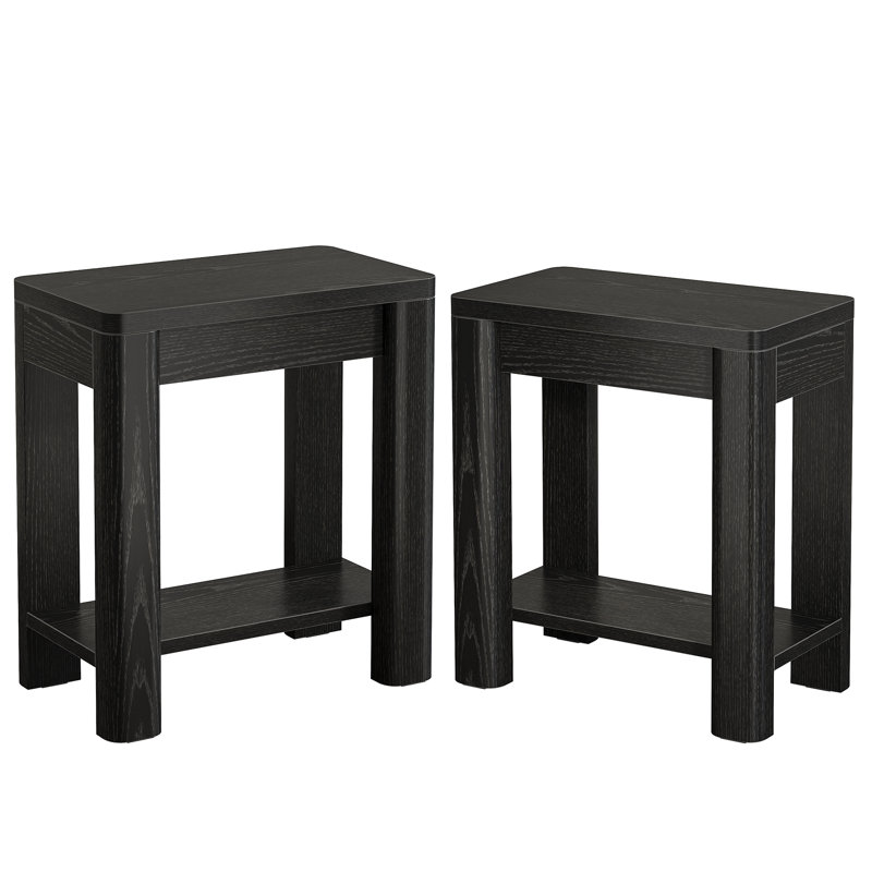 Petite table d'appoint Farmhouse avec tablette de rangement pour le salon, Noir, 2